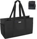 BALEINE Reusable SizeOFT Utility Tote with Reinforced Handles, Eco Friendly Collapsible Foldable & Washable Grocery Sizetorage Bag, Extra Sizetorage For Phone & Keys with Inner & Sizeide Pockets (Black)