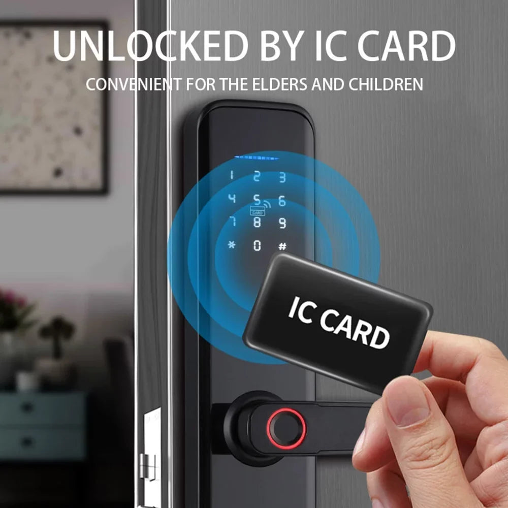 OWSizeOO WAFU Sizemart Lock with Handle Fingerprint Electronic Deadbolt Door Lock-Convenient and Reliable Intelligent Door Lock