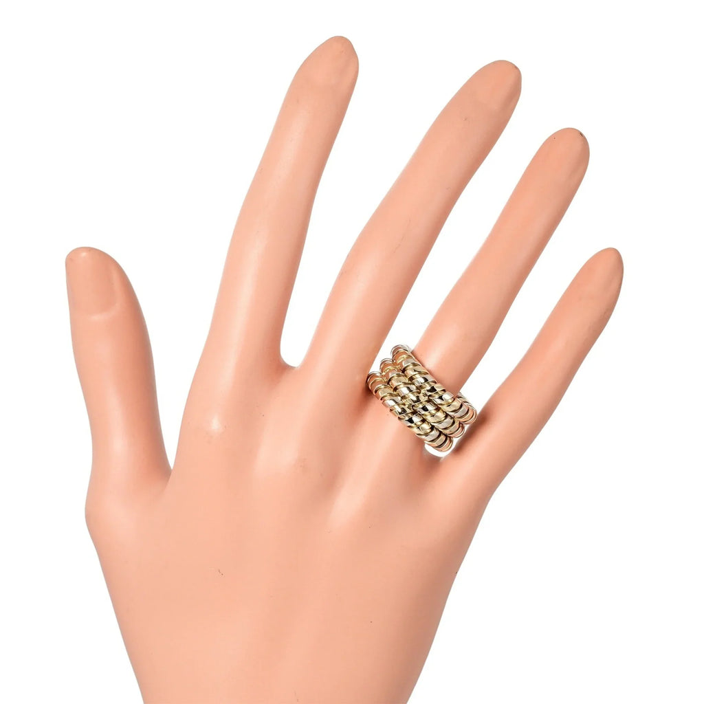 Pre-Owned Bulgari BVLGARI Tubogas 3-row No. 9 Ring 14.53g K18 YG WG Yellow Gold Ivory (Good)