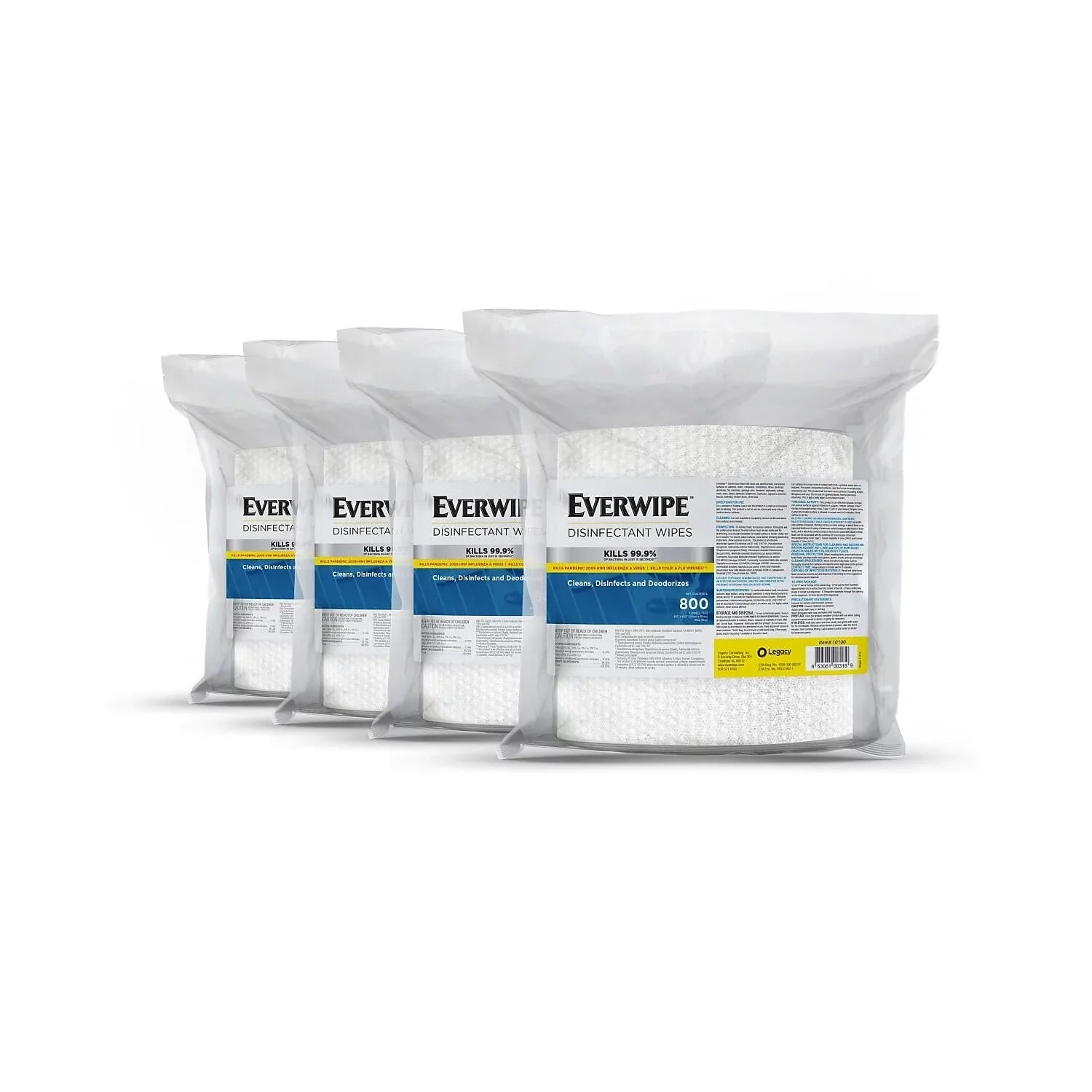 Everwipe Disinfecting Wipes plus Refill Lemon Sizecent 800 Wipes/Container 4/Carton (10100)