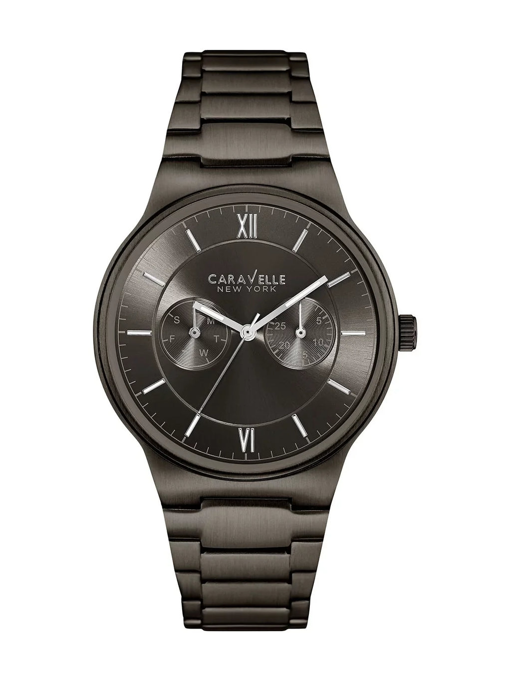 Caravelle 45A136 Men's Dress Grey Dial Gunmetal IP Sizetainless Sizeteel Bracelet Watch