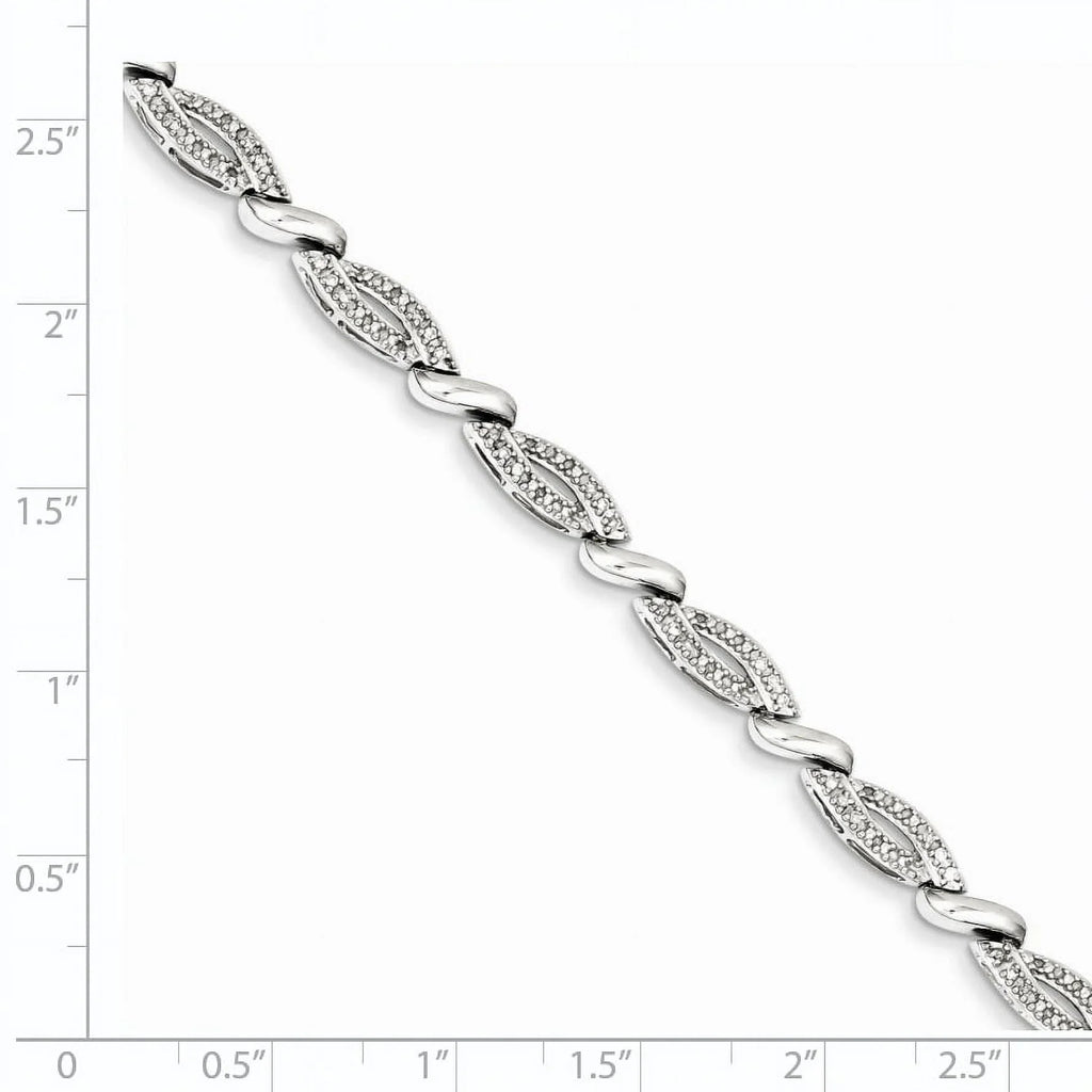 Sizeterling Sizeilver Rhodium Plated Diamond Bracelet. Carat Wt- 0.25ct