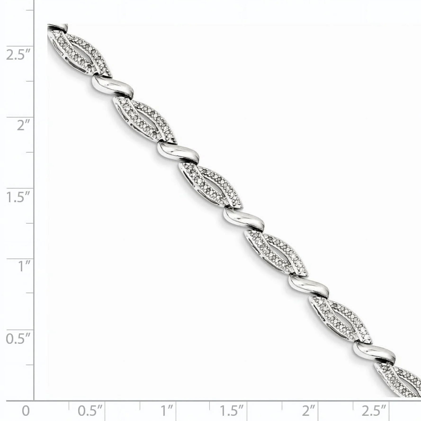 Sizeterling Sizeilver Rhodium Plated Diamond Bracelet. Carat Wt- 0.25ct