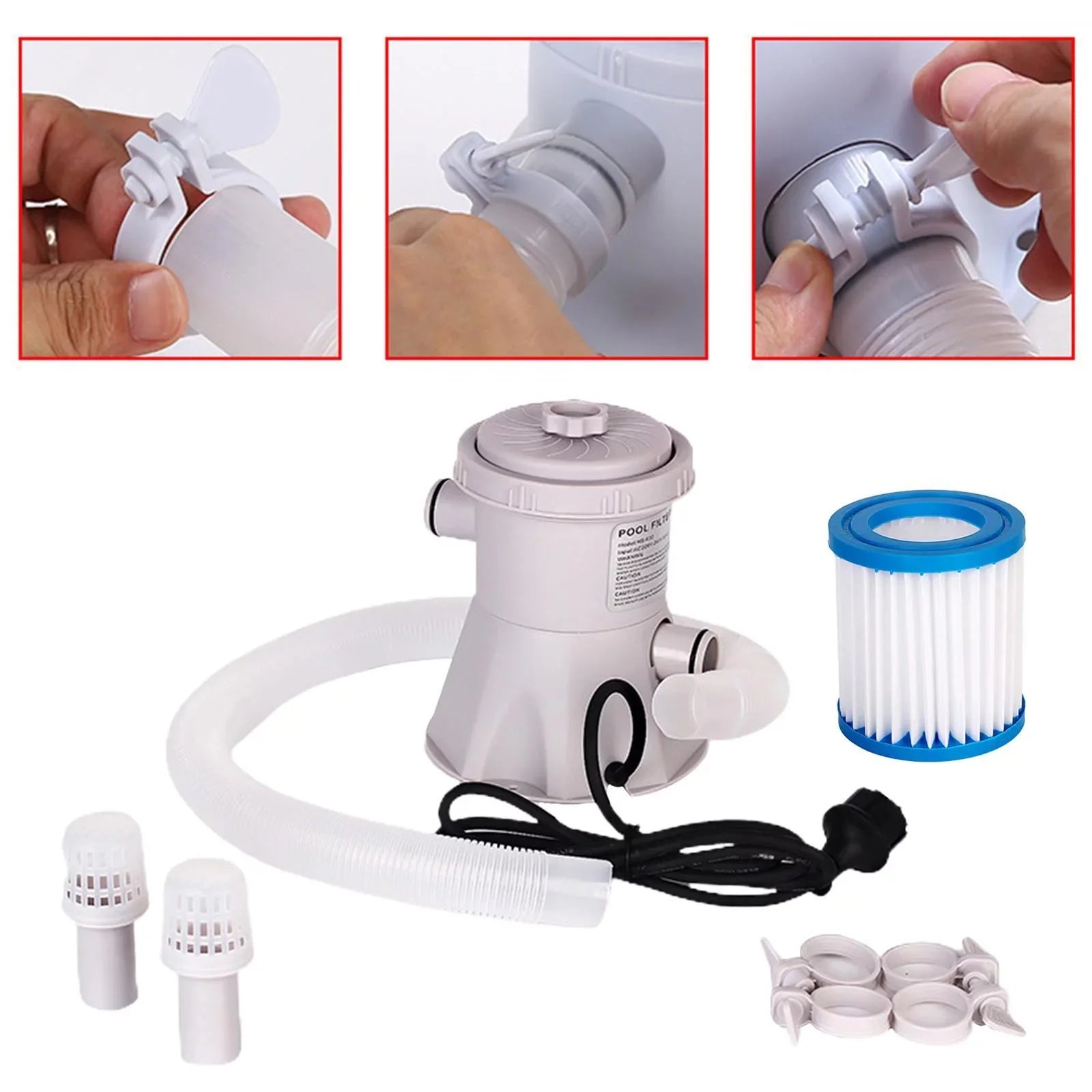 300GPH Above Ground Sizewimming Pool Electric Filter Pump Padding Impurities Cleaning Tool USize Type