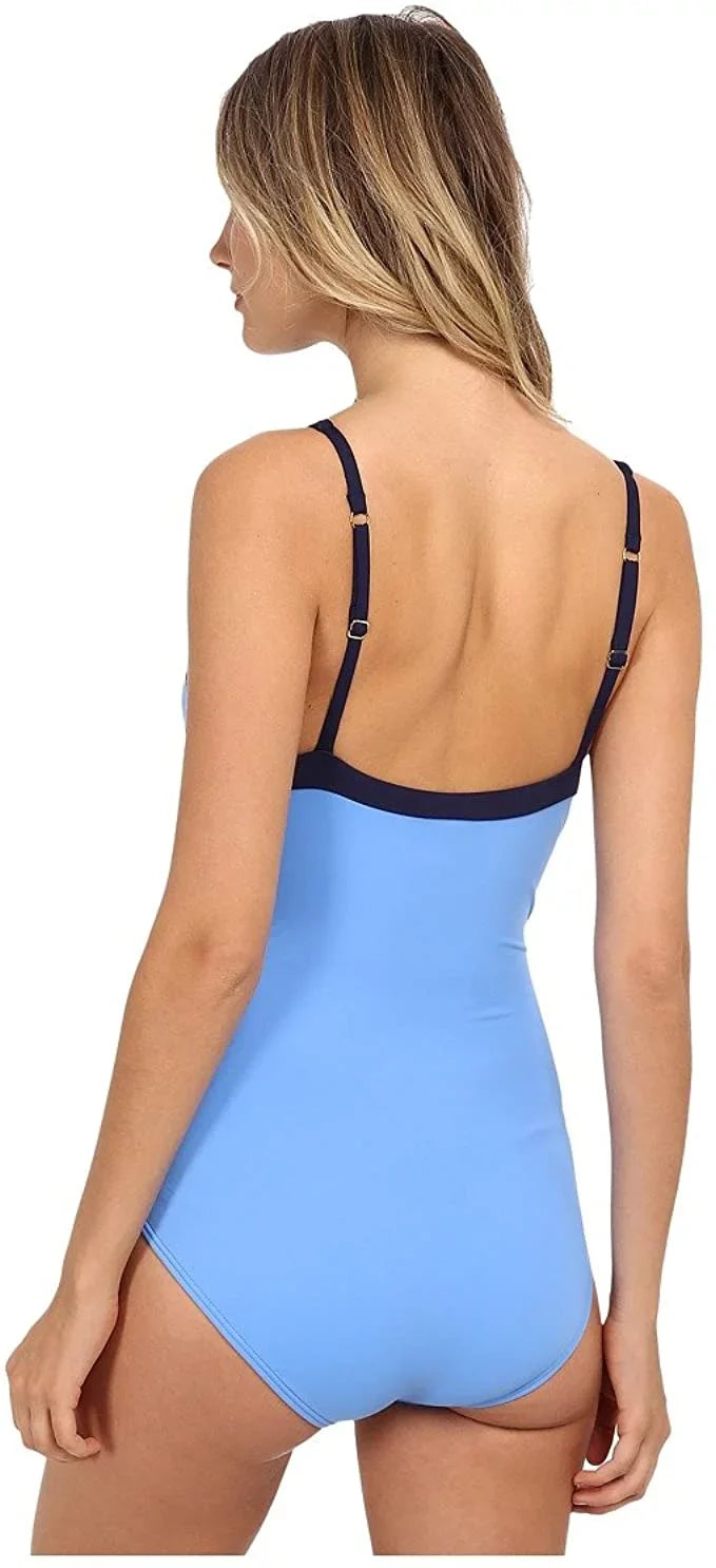 Tommy Bahama Women's Deck Piping One-Piece, Blue Zaffiro/Mare Navy, 10
