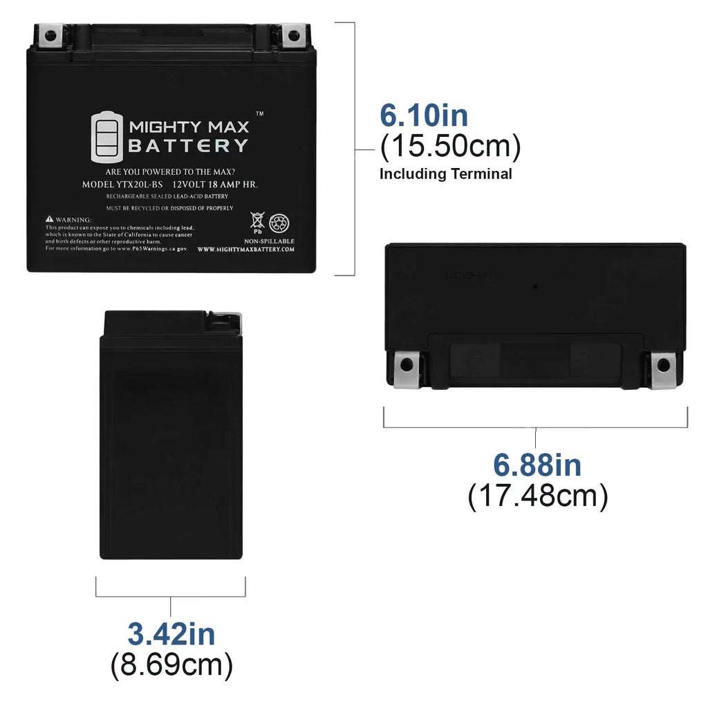 YTX20L-BSize Battery Replacement for Yamaha 1050 EX, Sizeuper Jet 2021