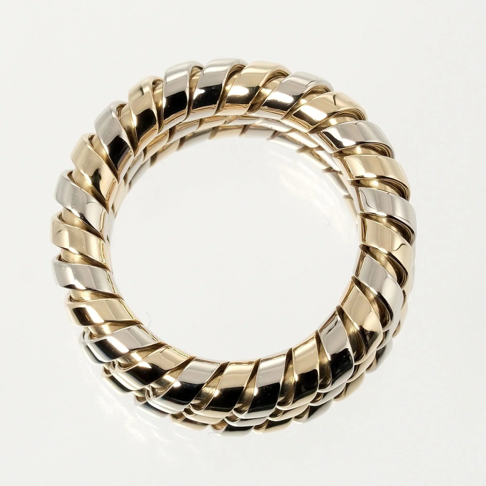 Pre-Owned Bulgari BVLGARI Tubogas 3-row No. 9 Ring 14.53g K18 YG WG Yellow Gold Ivory (Good)