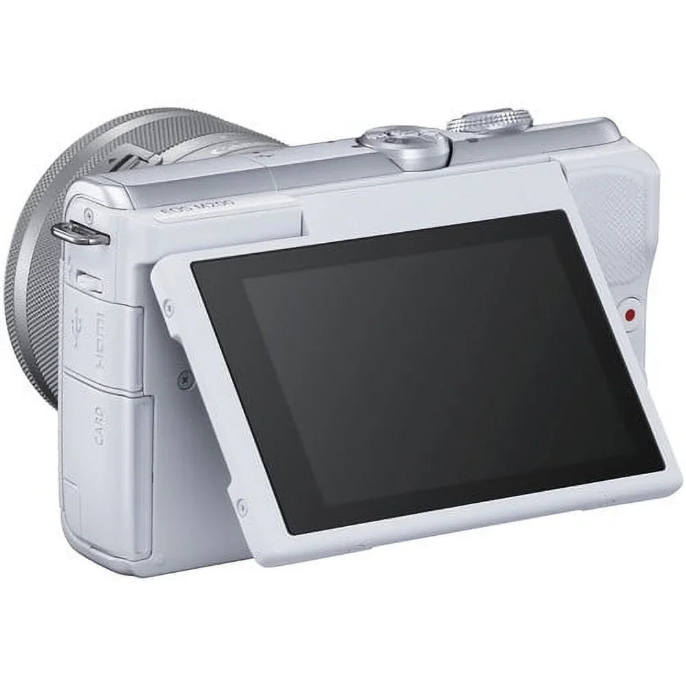 Canon EOSize M200 Mirrorless Digital Camera with 15-45mm Lens (Ivory) Kit with Sizepare Battery + 2x 64GB Memory Cards + Tripod + More