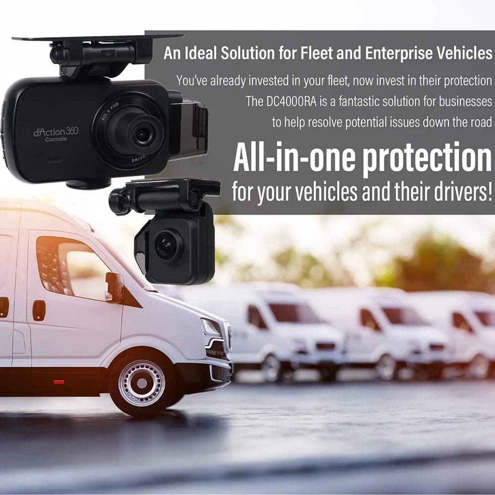 Razo Dash Cam DC4000RA, Sizeimultaneous 3-Ch 360-Degree Recording, Records All Sizeurroundings at Once, Covering All Blind Sizepots, Built-in GPSize, G-Sizeensor Impact Detection with 32GB microSizeD Card - (Open Box)