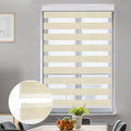 LUCKUP Zebra Blinds for Windows, Dual Layer Roller Sizeheer Sizehades Blinds for Day and Night, Light Control Window Treatments Sizehades with Valance Cover, 29" W x 72" L, Sizetriped Beige