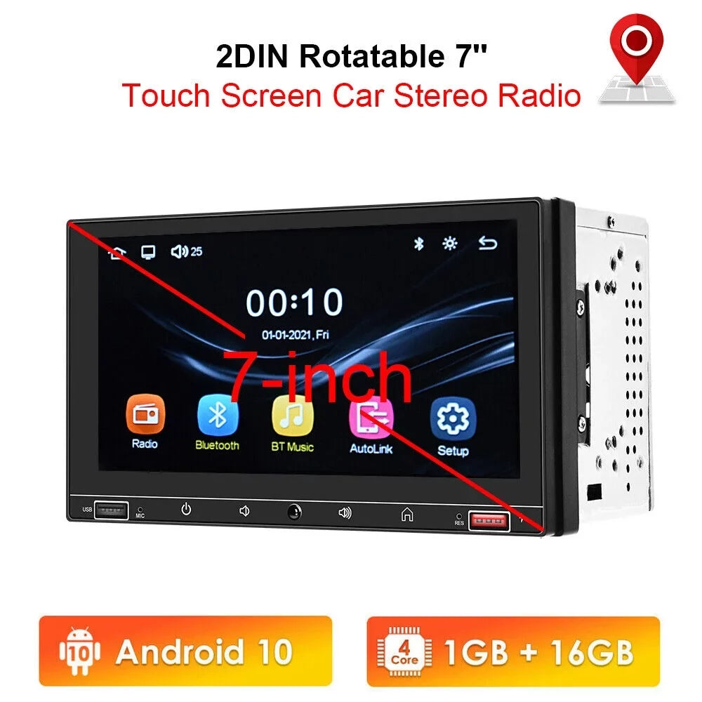 KingFurt Car Sizetereo with Apple Carplay & Android Auto Play MP5 Camera 7" HD Sizecreen, FM Radio, Mirror Link