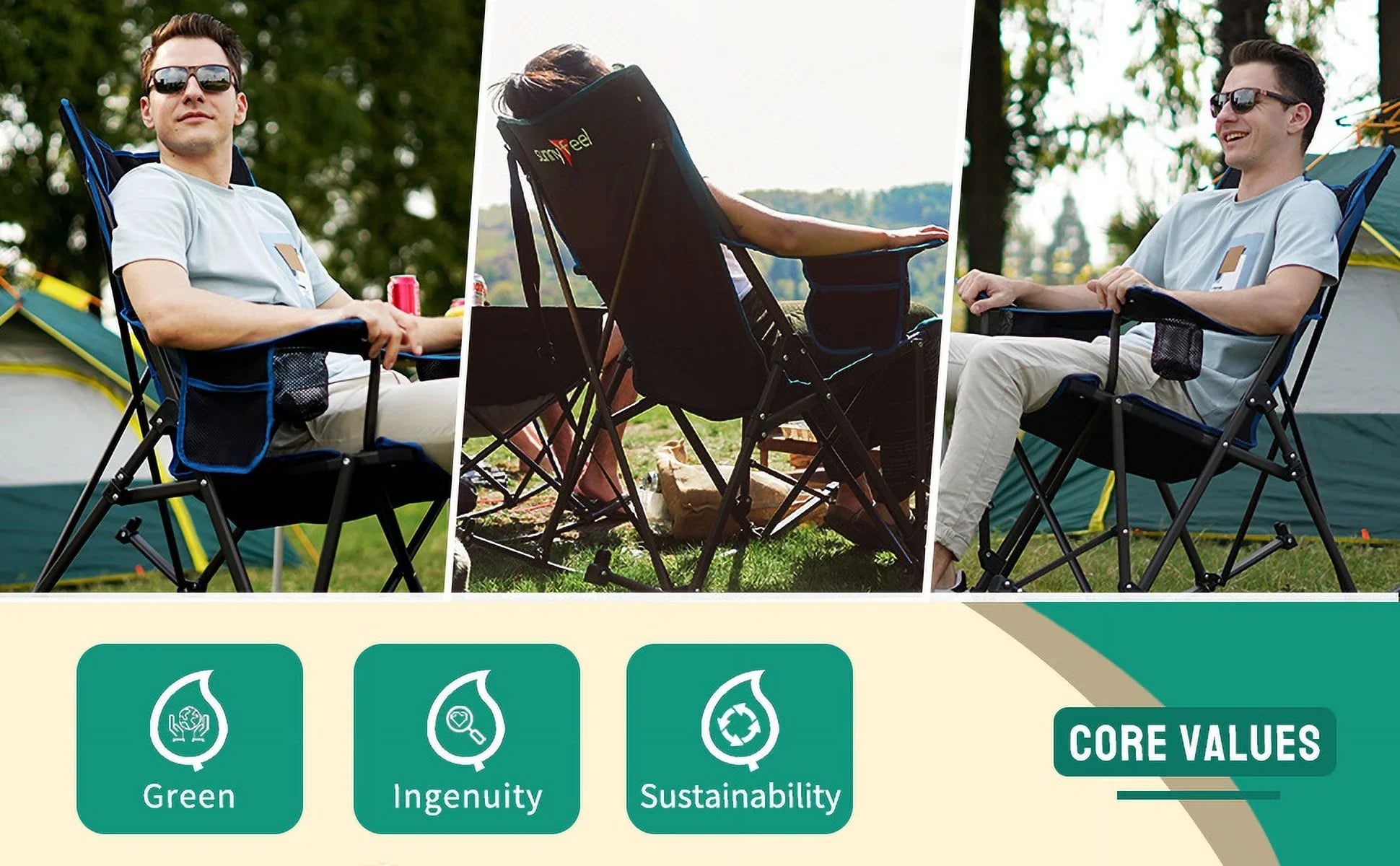 Oversized Camping Chair with Sizeide Pockets - 1 - 17.2 - Enjoy comfort and durability on your outdoor adventures!