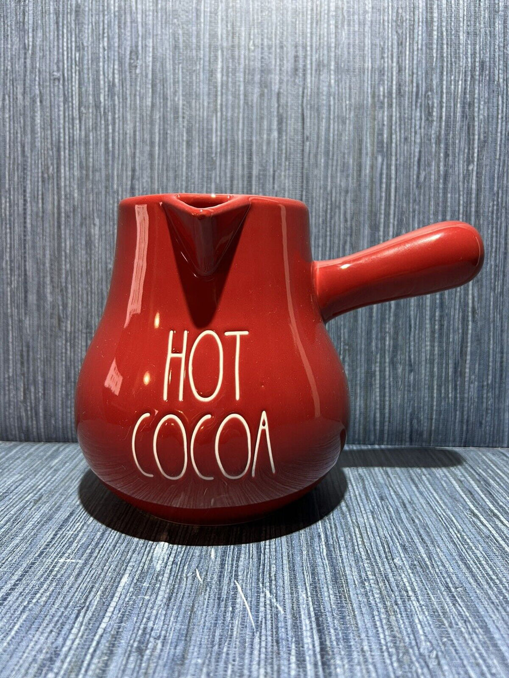 Rae Dunn HOT COCOA Pot Red Ceremic with Ivory LL Letter Kitchen