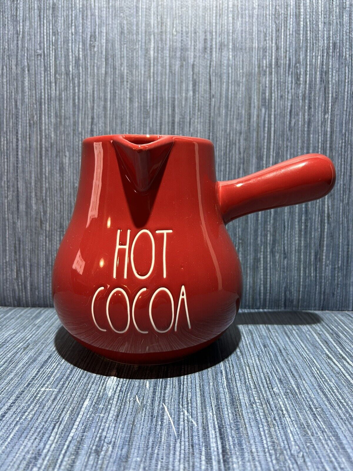 Rae Dunn HOT COCOA Pot Red Ceremic with Ivory LL Letter Kitchen