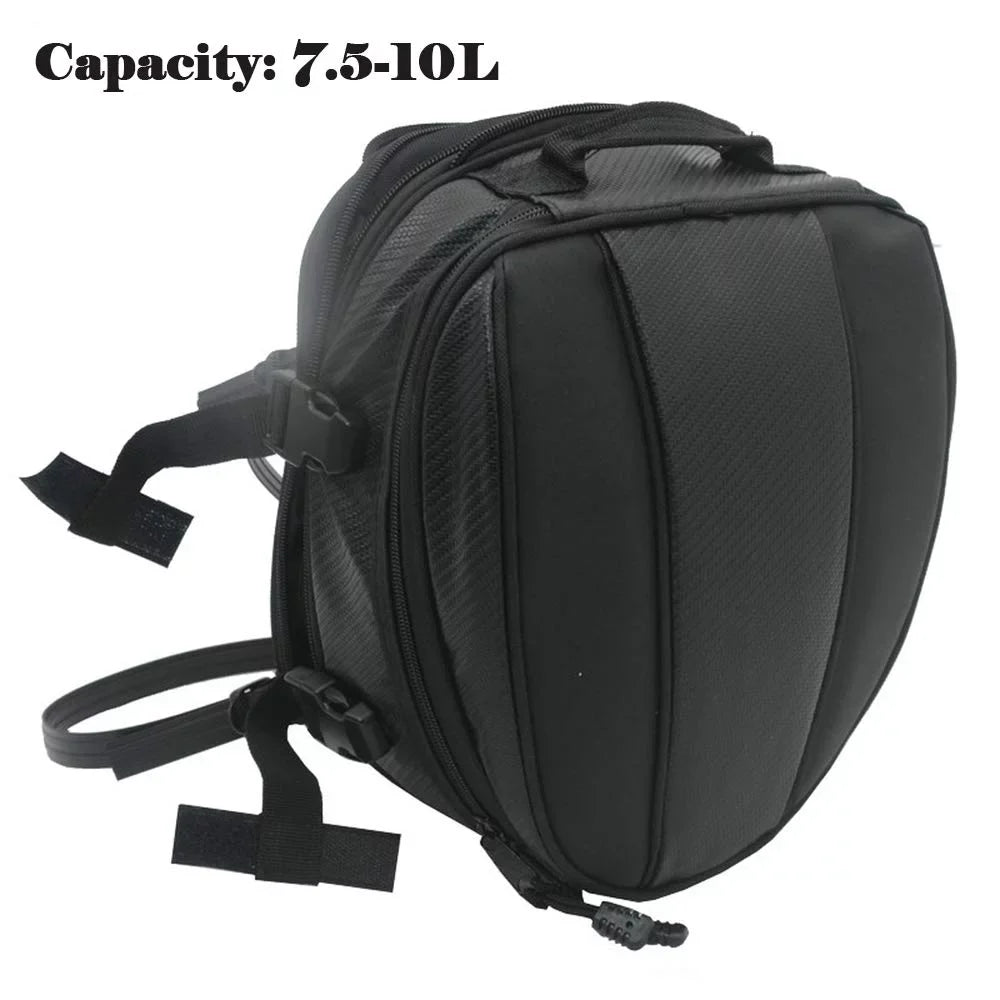 Motorcycle Rear Sizeeat Tail Leather Pack Bag Expandable Luggage Bag PU