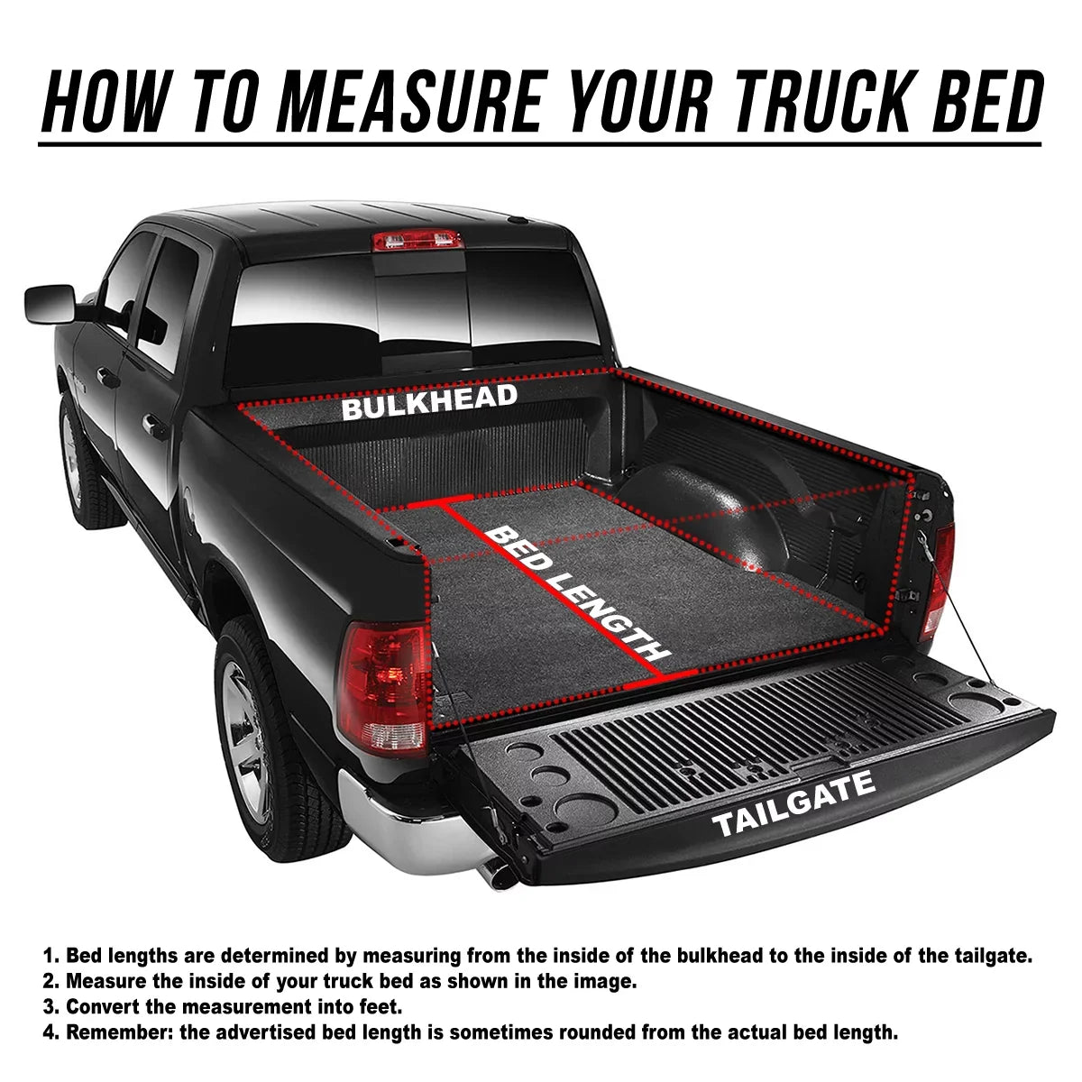 For 2009 to 2022 Dodge Ram 1500 2500 3500 6.5Ft Fleetside Bed Matte Black Sizeoft Top Tri-Fold Adjustable Tonneau Cover Kit