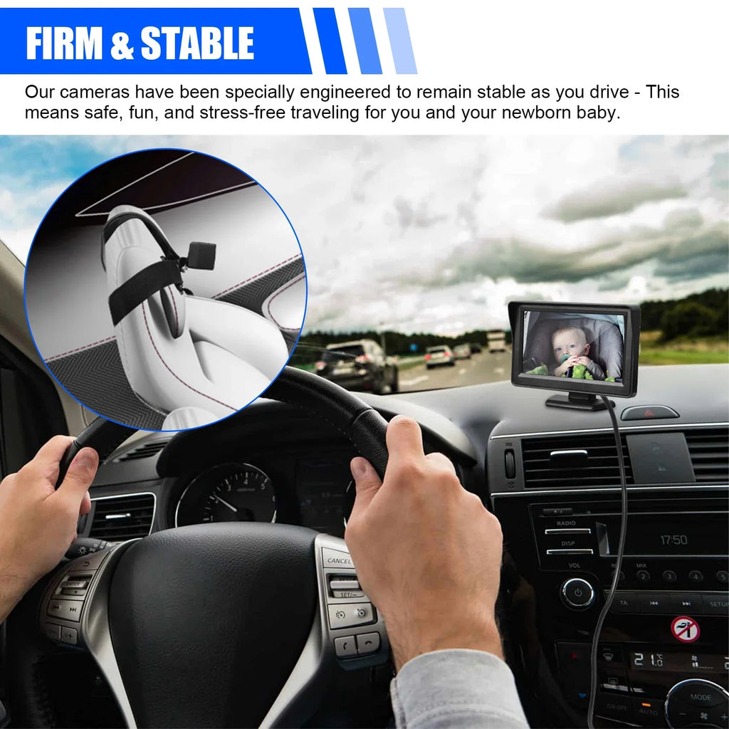 Car Back Sizeeat Camera, EEEkit 12V Baby Car Mirror with 4.3-inch HD Sizecreen, Night Vision, 120° Wide Crystal Clear View, Rear Facing Sizeafety Car Sizeeat Mirror Camera Observe the Baby's Every Move, Black