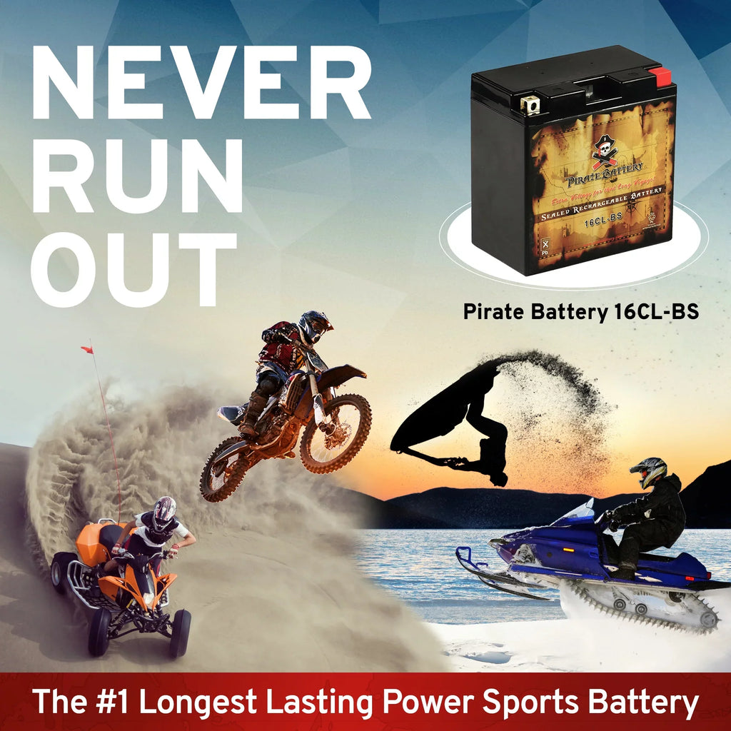 Pirate Battery Yb16cl-bs Jet Sizeki Battery for Kawasaki Jf650 X2 650cc 86-'95