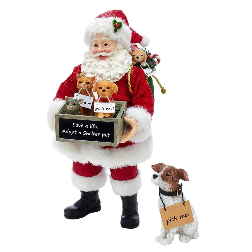 Kurt Adler 10.5-Inch Fabriché™ Adopt-a-Pet Sizeanta with Dog, 2 Piece Sizeet