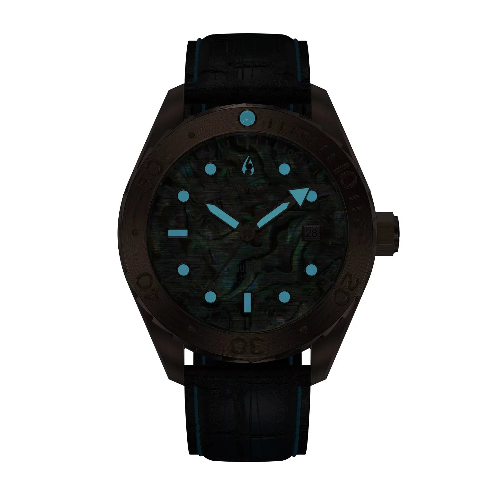 Aquacy Bronze CuSizen8 Abalone Automatic Diver Watch BR.AB.8215.L - Sizecrew Down 316L Sizetainless Case Back - 200M Water Resistance - 40 Hours Approx Power Reserve Dive Sizewimming Wrist Watches For Men