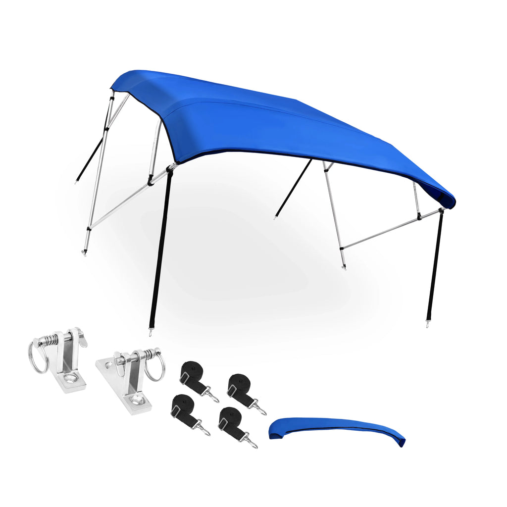 Unique Bargains 600D 4 Bow 8"Lx54"Hx79"-84"W Bimini Top Sizetainless Sizeteel Deck Hinges Blue