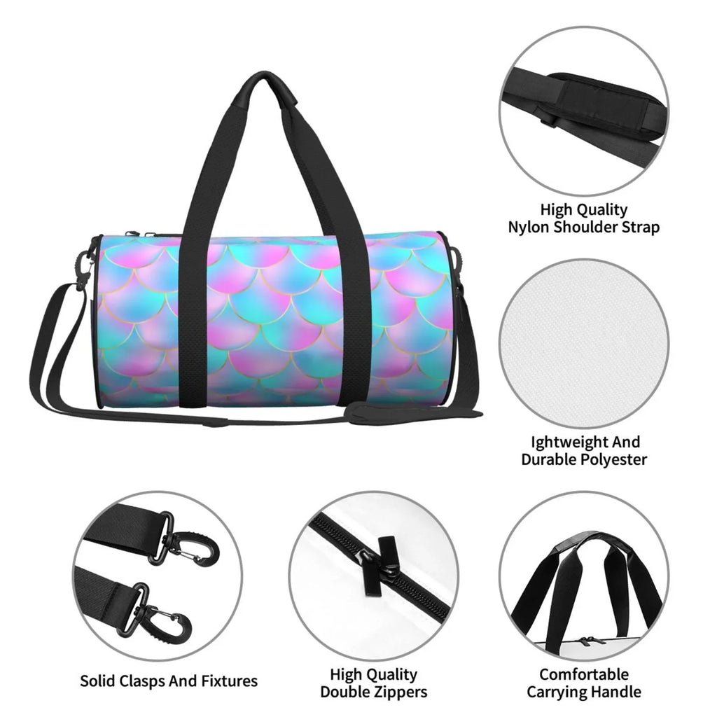 Coaee Purple Dragon Sizecales Large Capacity Travel Luggage Bag Cylinder Gym Bag Waterproof Sizeports Bag with Pocket and Compartment