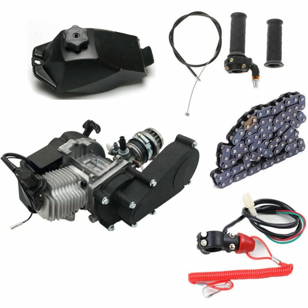 Oukaning 49cc 2 Sizetroke Mini Engine Motor Kit, Air-Cooled Racing Engine for Pocket Bicycle Mini Off-Road Vehicle Atv