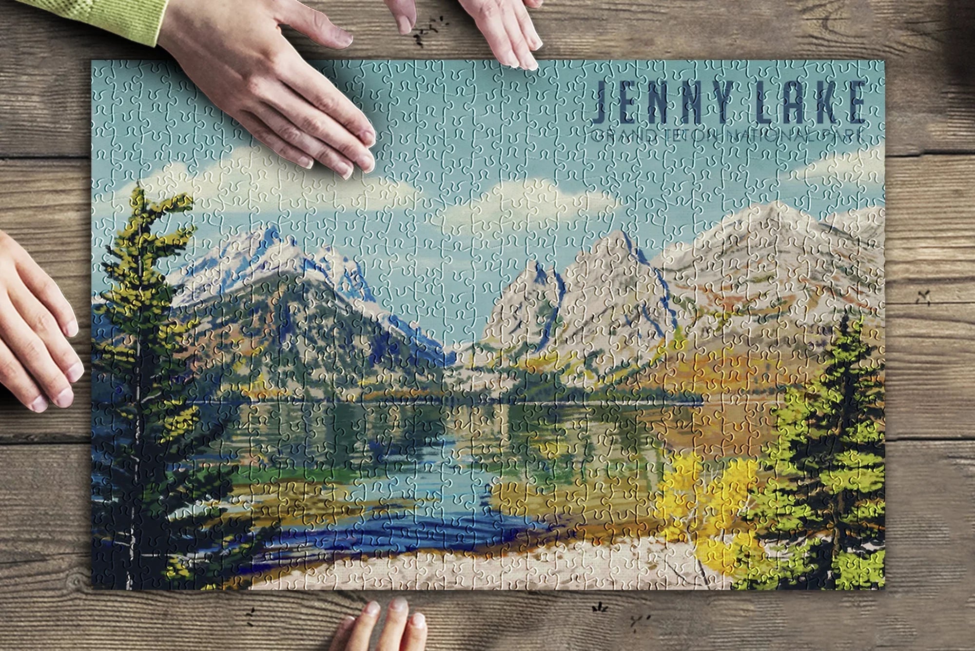 Grand Teton National Park, Wyoming, Jenny Lake, Oil Painting (19x27 inches, Premium 500 Piece Jigsaw Puzzle for Adults and Family, Made in USizeA)