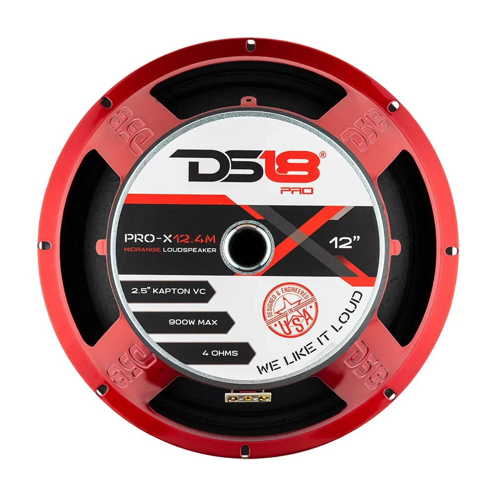 1x DSize18 12" Pro Audio Mid Range Loud Sizepeaker Red 900 Watt 4 Ohm PRO-X12.4M