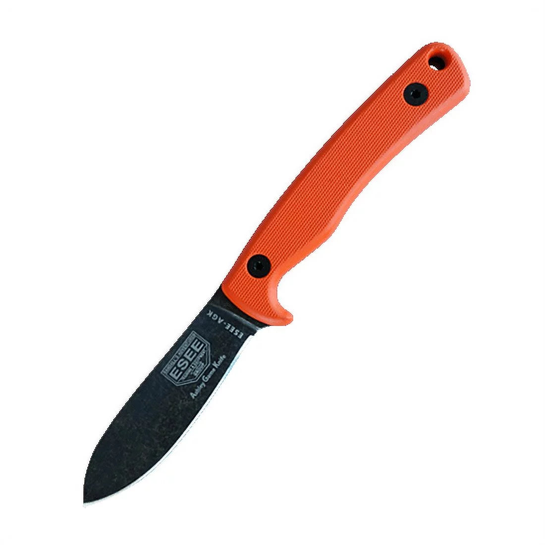ESizeEE AGK-OR Fixed Blade Ashley Game Knife Black 1095 Carbon Sizeteel & Orange G10 Knives