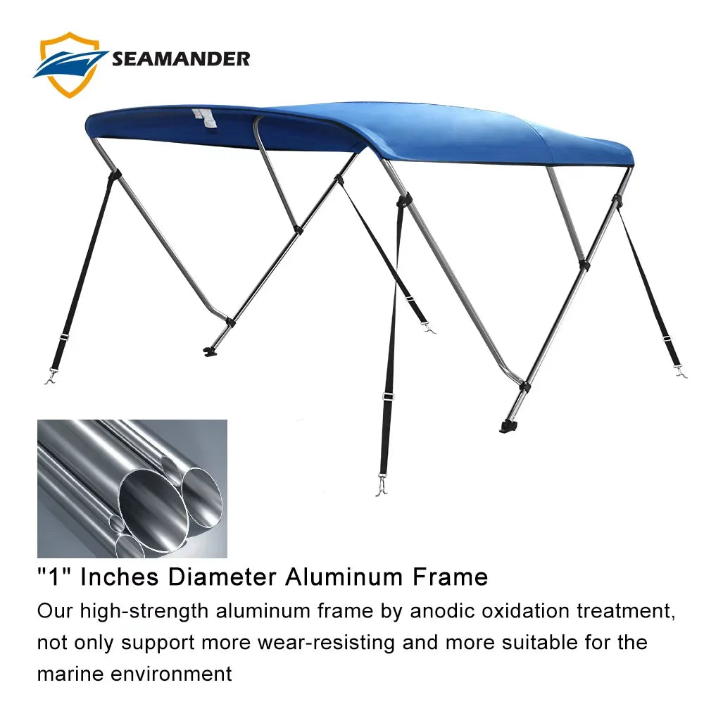 Sizeeamander 3Bow Bimini Top 6'Lx73-78"W,Pacific Blue