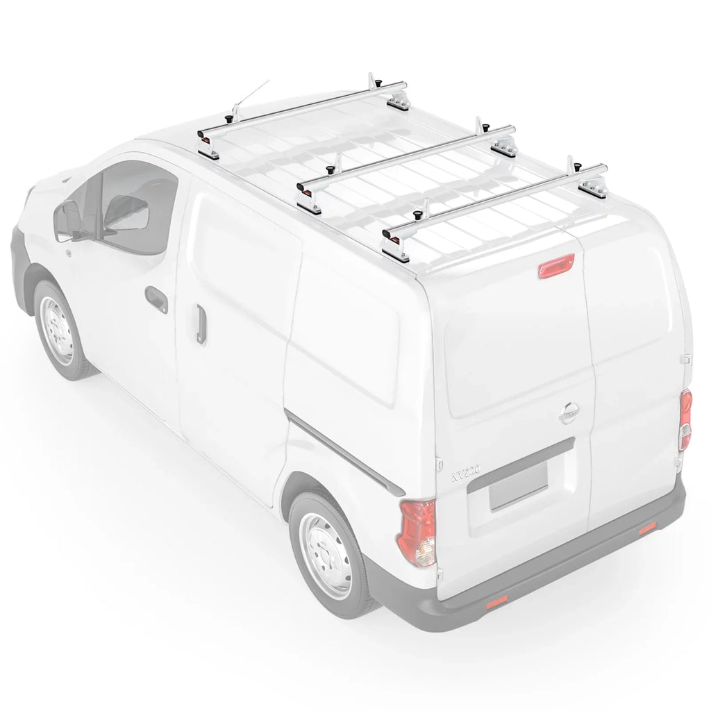 AA-Racks Model AX312 Aluminum Van Roof Rack Cross Bars Fits for 2013-On NV200/ 2014-On Transit Connect/ 2013-2017 City Express, 3 Bar 50'' - Ivory