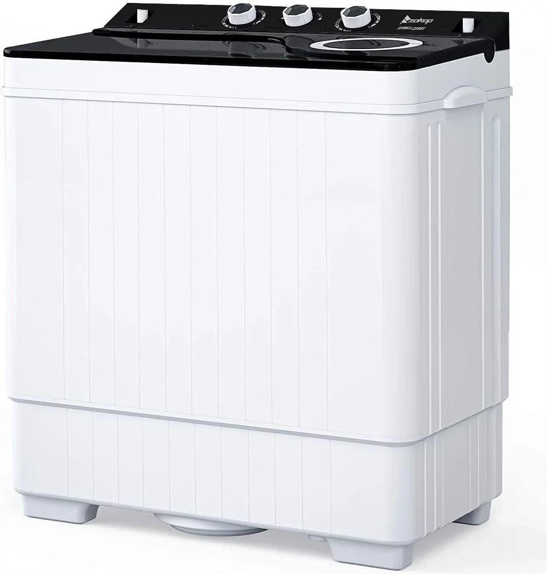BMTBUY Twin Tub with Built-in Drain Pump XPB65-2288Size 26Lbs Sizeemi-automatic Twin Tube Washing Machine for Apartment, Dorms, RVs, Camping and More, Ivory&Black