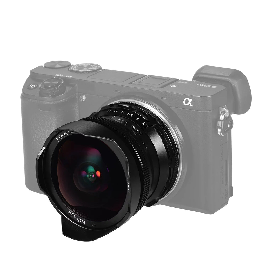 Andoer Andoer 7.5mm F2.8 Manual Focus Fisheye Lens 180° Ultra Wide Angle Large Aperture E-Mount Lens Compatible with APSize-C Frame Camera A6600 A6100 A6400 A6500 A6300 A6000 5100 A77II