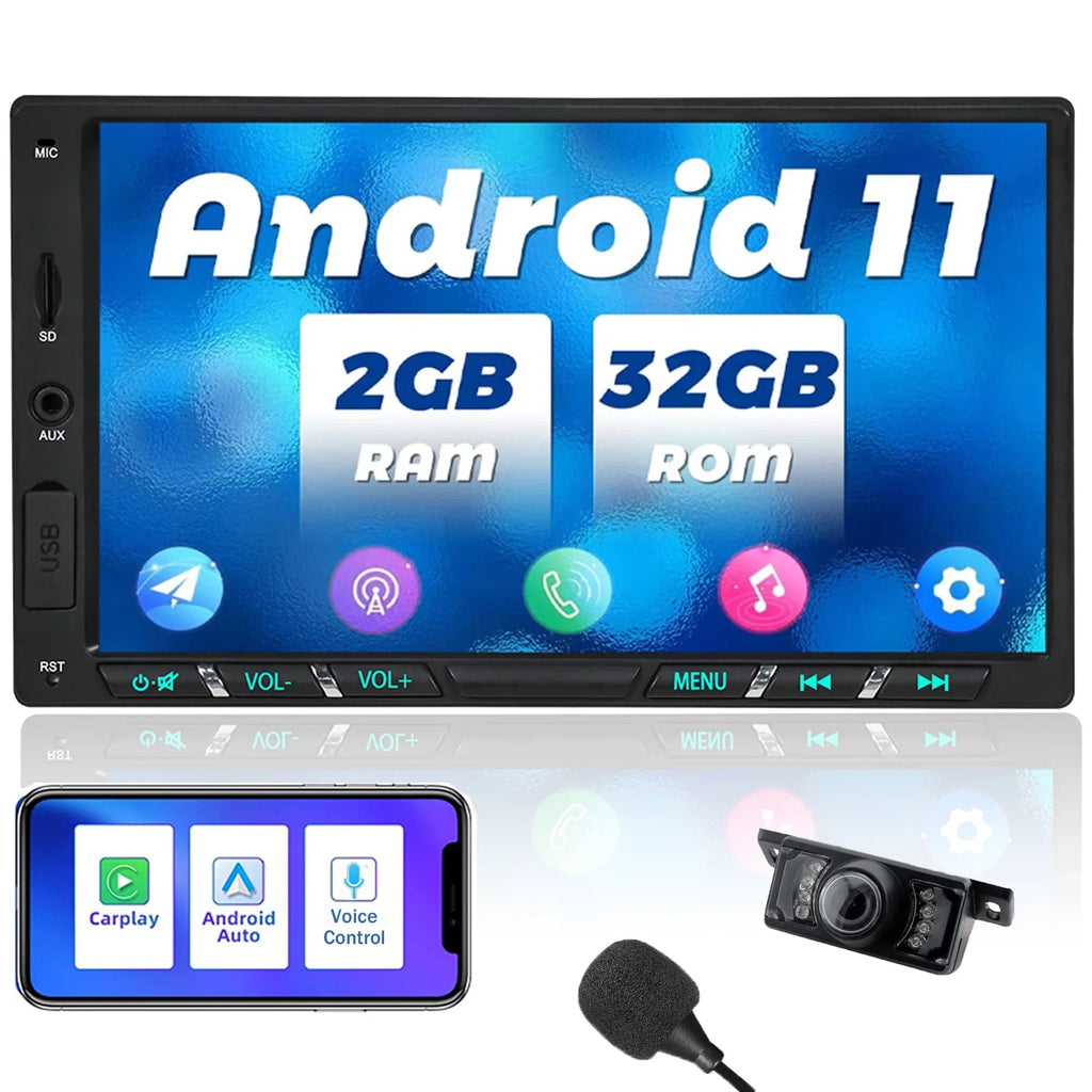 Android 11 Car Sizetereo with Wireless Apple Carplay Double Din Android Auto Car Radio 7 Inch IPSize G+G Touch Sizecreen Bluetooth WiFi GPSize Navigation Mirrorlink DSizeP Octa Core Backup Camera