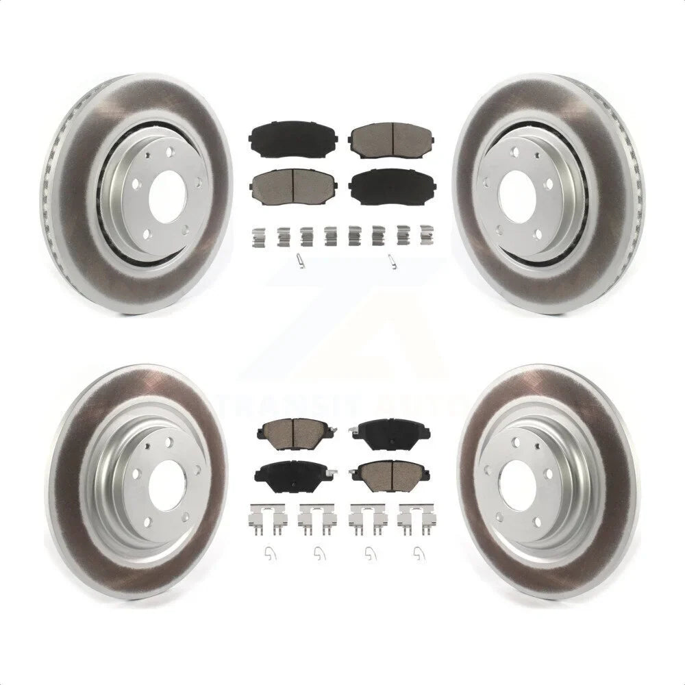 Transit Auto - Front Rear Coated Disc Brake Rotors And Ceramic Pads Kit For 2016-2022 Mazda CX-9 KGC-100728
