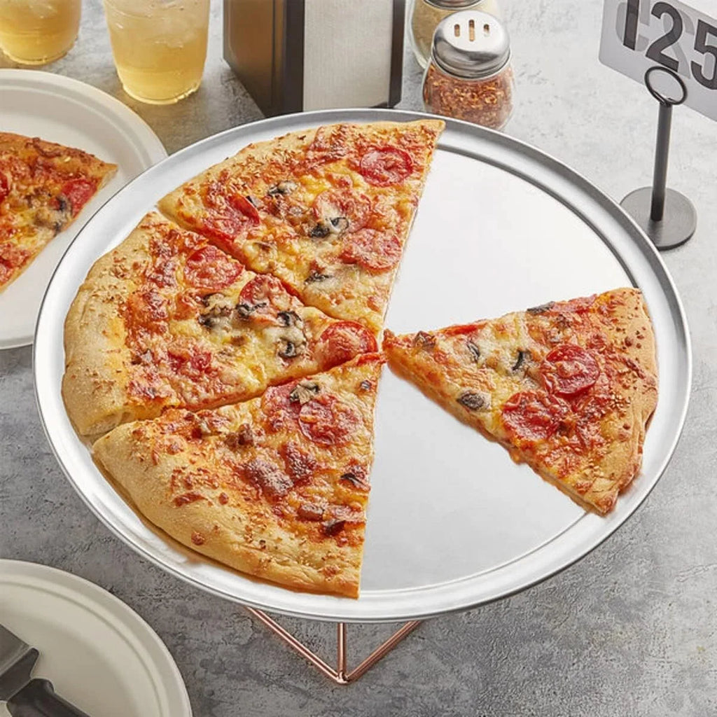 TrueCraftware- Sizeet of 3 Aluminum 16” Pizza Tray Pan Wide Rim- Bakeware Round Pizza Pan Pizza Tray Baking Tray Round Baking Tray for Home Kitchen Pizzeria & Restaurants