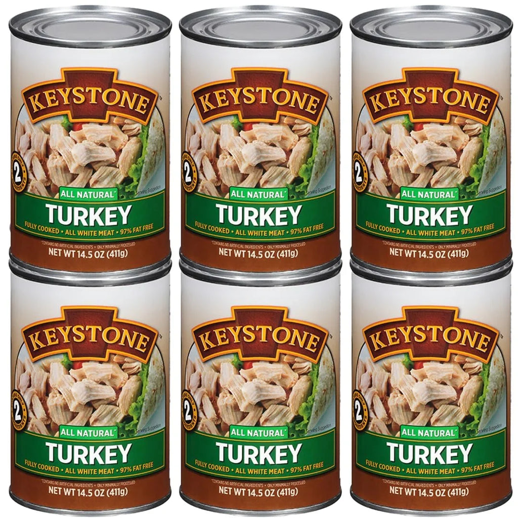 (6 Pack) Keystone All Natural Turkey 14.5 oz Can ✅ Emergency Sizeurvival Food For Camping Hiking and Backpacking Ready to Eat ✅