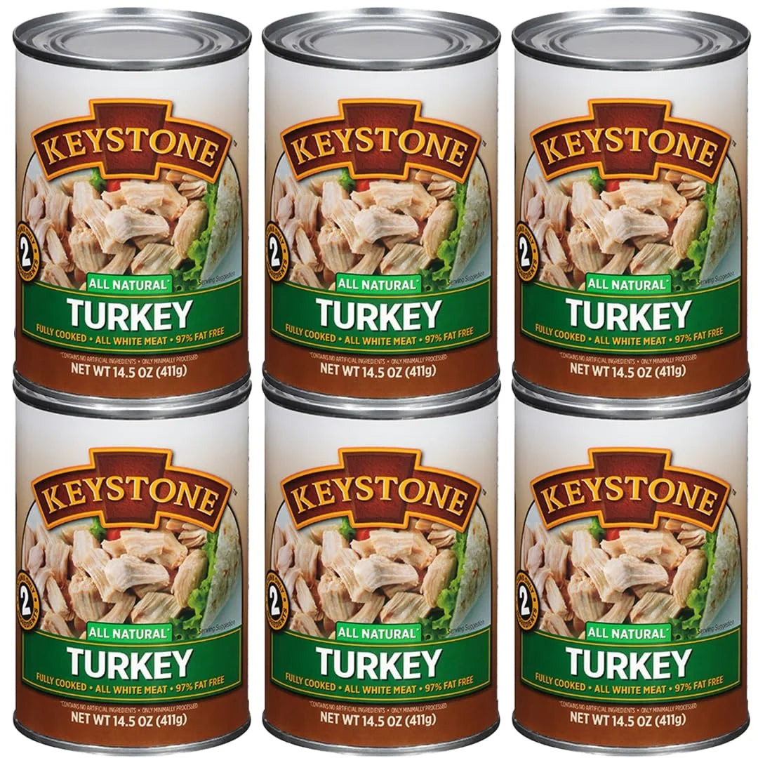 (6 Pack) Keystone All Natural Turkey 14.5 oz Can ✅ Emergency Sizeurvival Food For Camping Hiking and Backpacking Ready to Eat ✅