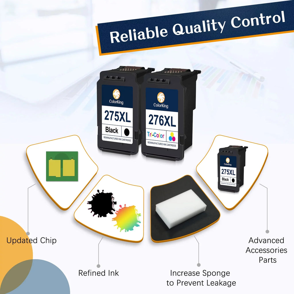 275XL 276XL Ink Cartridge Replacement for Canon PG-275 CL-276 275 276 Combo XL Compatible with Canon PIXMA TSize3520 TSize3522 TSize3500 TR4720 TR4722 TR4700 Printer(2 Black, 1 Color)