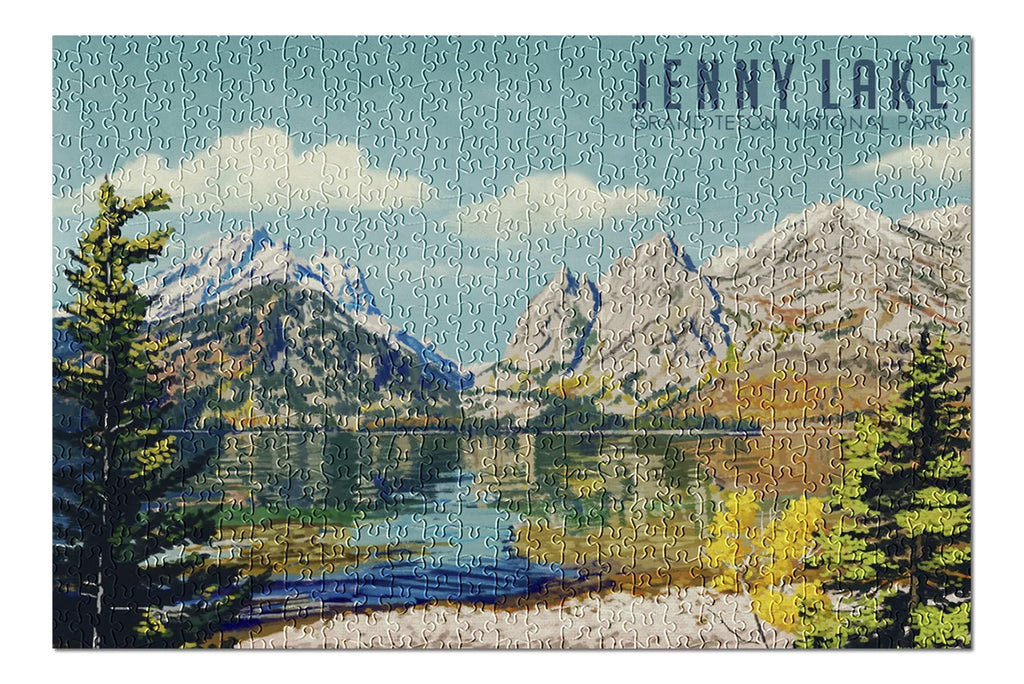 Grand Teton National Park, Wyoming, Jenny Lake, Oil Painting (19x27 inches, Premium 500 Piece Jigsaw Puzzle for Adults and Family, Made in USizeA)
