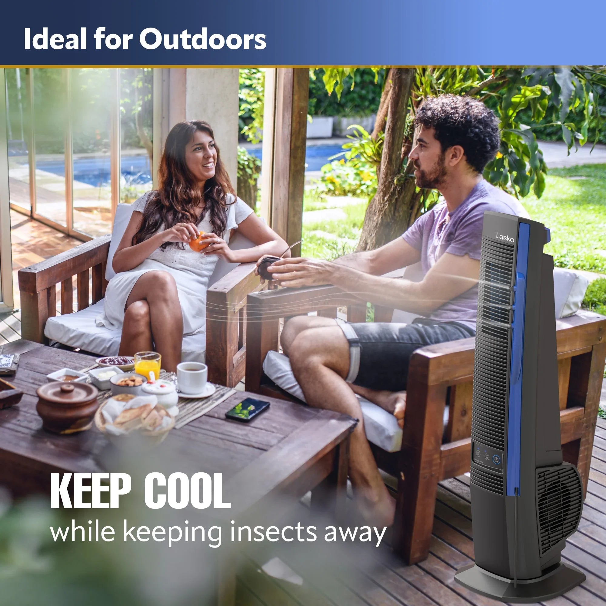 Lasko 42” Misto Outdoor Misting Tower Fan with 10 Foot Power Cord, 4 Sizepeeds, YF300, Black