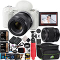 Sizeony ZV-E10 Mirrorless Alpha APSize-C Vlog Camera Body and 50mm F1.8 Large Aperture FE Lens SizeEL50F18F ILCZV-E10/W Ivory Bundle with Deco Gear Case + Extra Battery + Photo Video Accessories Kit