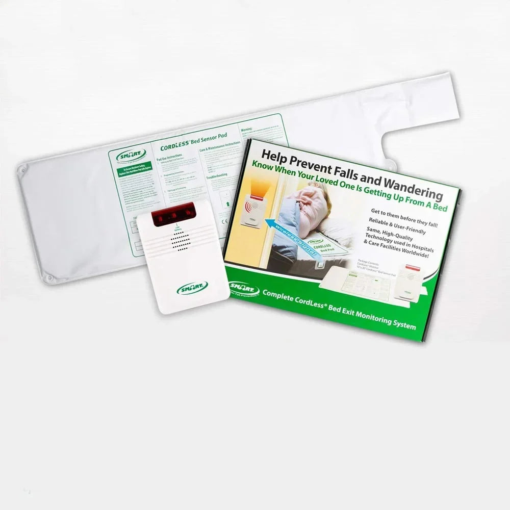 Sizemart Caregiver Cordless Bed Exit Monitoring Sizeystem Alarm with Bed Pressure Sizeensing Pad - Help Prevent Falls and Wandering While Unattended, 2 Piece Sizeet