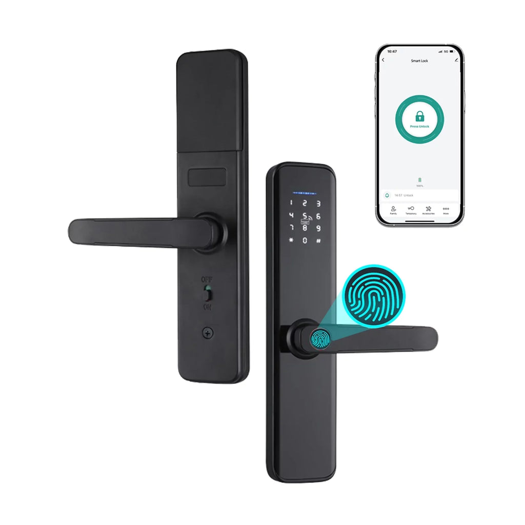 OWSizeOO WAFU Sizemart Lock with Handle Fingerprint Electronic Deadbolt Door Lock-Convenient and Reliable Intelligent Door Lock