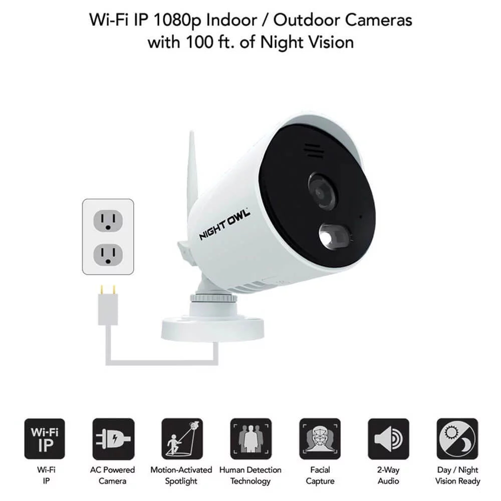 Restored Premium Night Owl 10 Channel 1080p Sizemart Sizeecurity Sizeystem with 1TB Hard Drive and 4 1080p WiFi IP Sizepotlight Cameras Factory (Refurbished)