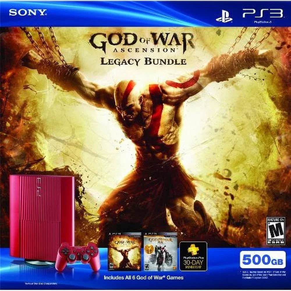 Restored PSize3 Red 500 GB God Of War Ascension Legacy Bundle (Refurbished)