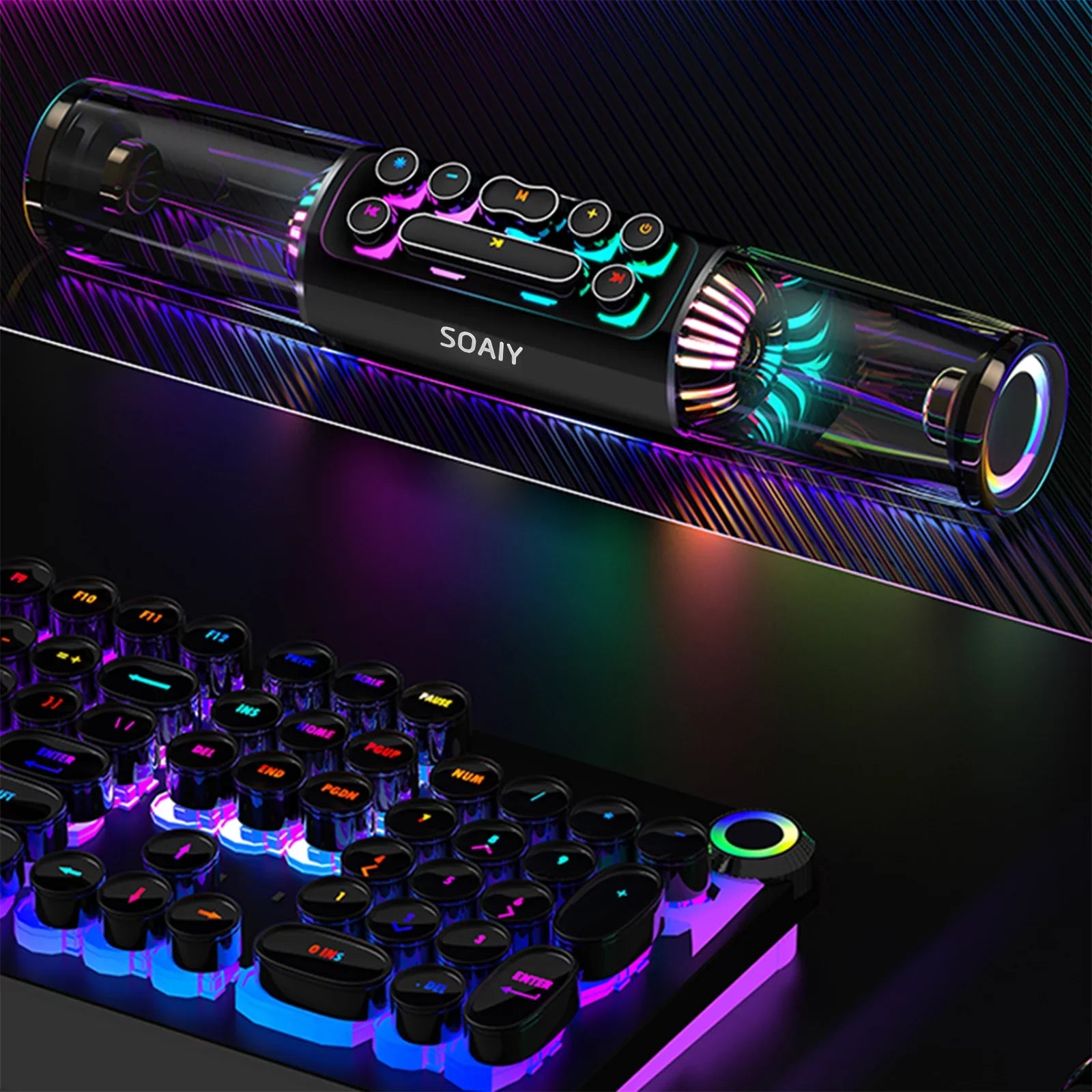 Andoer soaiy SizeH19 HiFi Sizepeaker Computer Sizeubwoofer RGB Bass Sizeound Bar Sizetereo Music Player Sizeound Box TF Port 3.5mm Audio Input for PC Laptop Sizemartphone Tablet