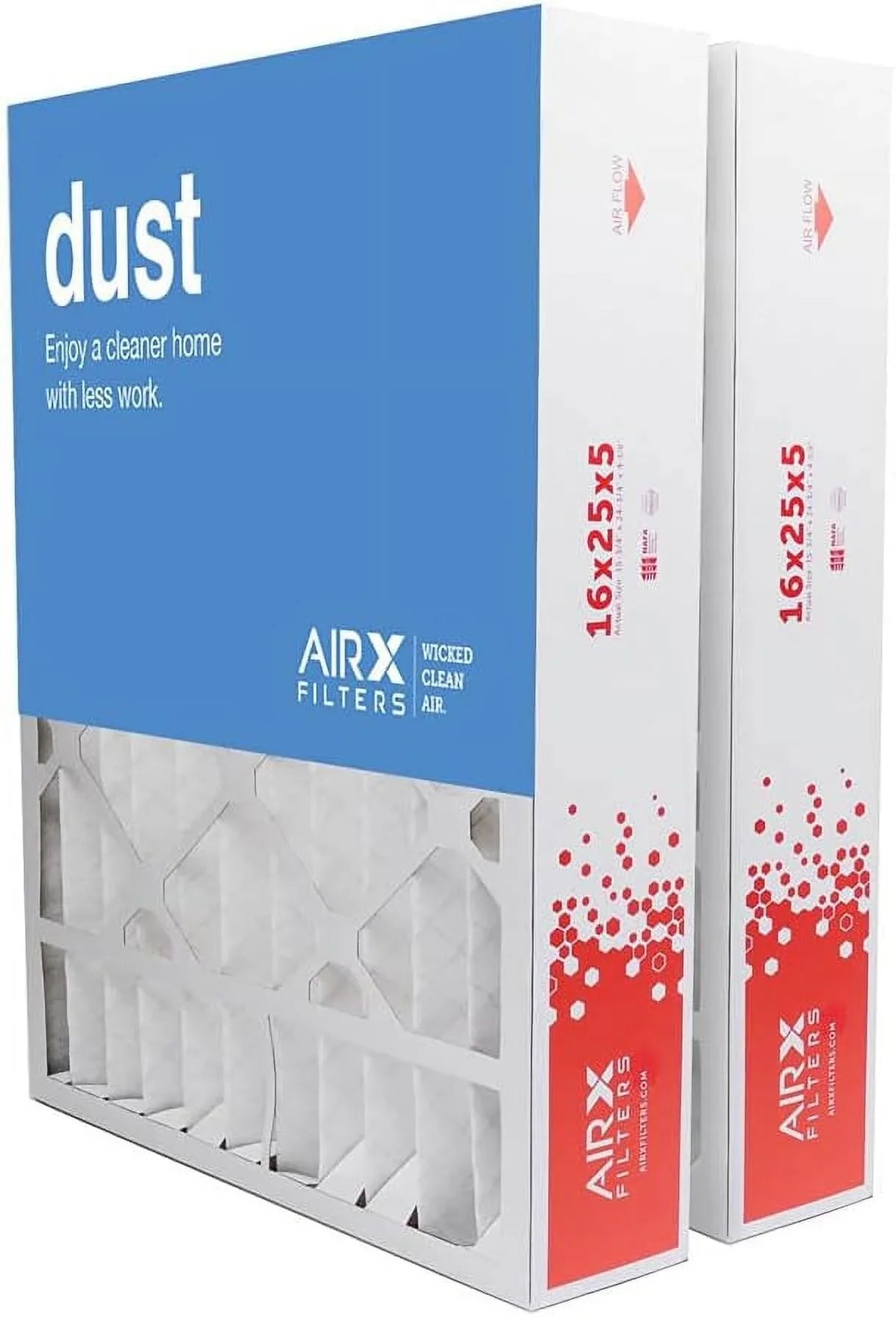 16X25x5 MERV 8 HVAC AC Furnace Air Filter Replacement For X0583 X6670 X6672, Dust 2-Pack, Made In The