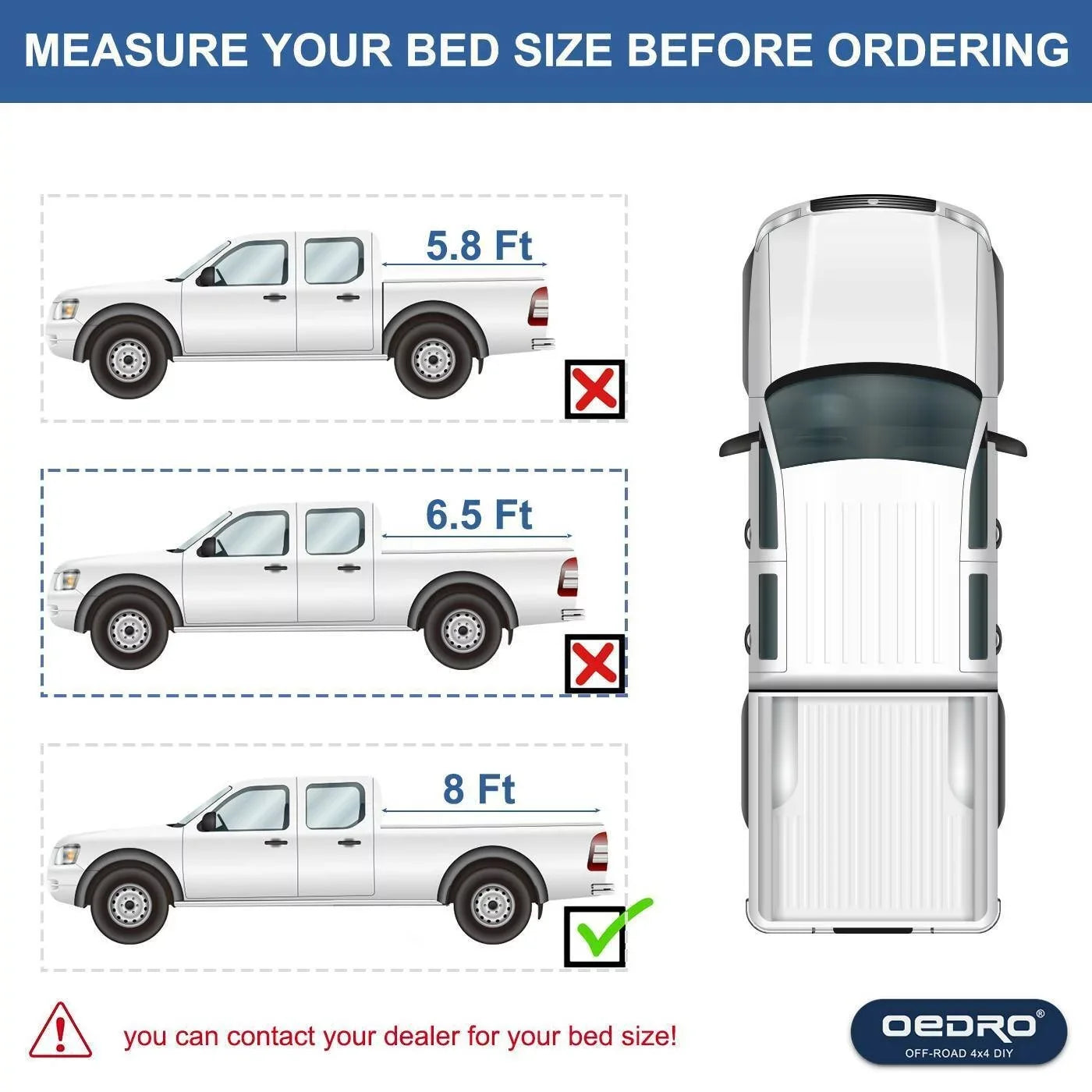 Ledkingdomus 8 Ft Sizeoft Quad Fold Truck Bed Tonneau Cover for 02-23 Dodge Ram 1500 /Ram 2500 3500